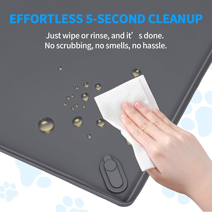 Dog Pee Pad Holder with 4 Magnetic Corner Clips, Small 17.5x23.5 Inch Silicone Non-Slip Base Puppy Potty Training Tray, Leak-Proof Raised Edge for Home Indoor Floor Wall Protection