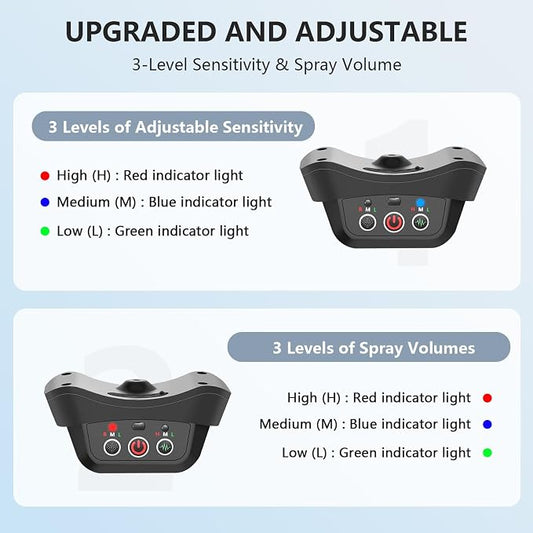Citronella Dog Bark Collar, Anti Bark Collar with 3 Adjustable Spray & Sensitivity Level [1 Citronella Spray Refill] Automatic No Shock Dog Barking Collar for Small Medium Large Dogs, Black