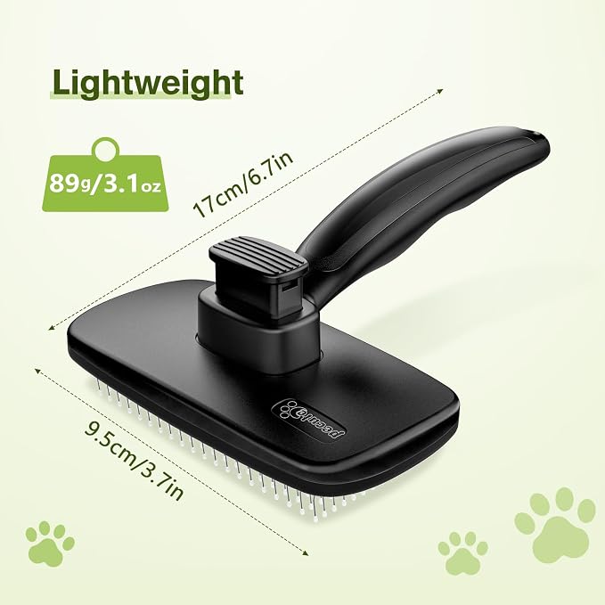Pecute Skin Friendly Self-Cleaning Slicker Brush for Dog & Cat Shedding | 1 click clean, Lightweight, Undercoat hair removal, For short/long/double/white coats