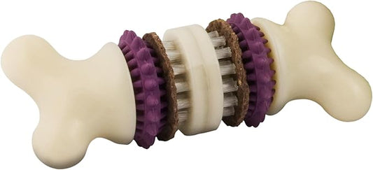 PetSafe Busy Buddy Bristle Bone Dog Chew Toy - Treat Holding Toothbrush Toy for Hard Chewers - Helps Keep Your Dog's Teeth Clean - Durable, Interactive - Purple, Large