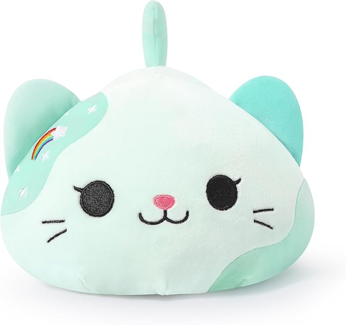 Onsoyours Original Rainbow Cat Plush Kitty Plushies Toy Blue Cat Kitten Stuffed Animal Soft Pillow Kawaii Plushie Gift for Kids & Adults (Rainbow Cat, 9")