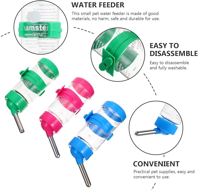 INOOMP 6 Pcs Pet Water Fountain Hanging Hamster Bottle Convenient Hamster Water Bottle Chinchilla - Chinchilla Supply Convenient