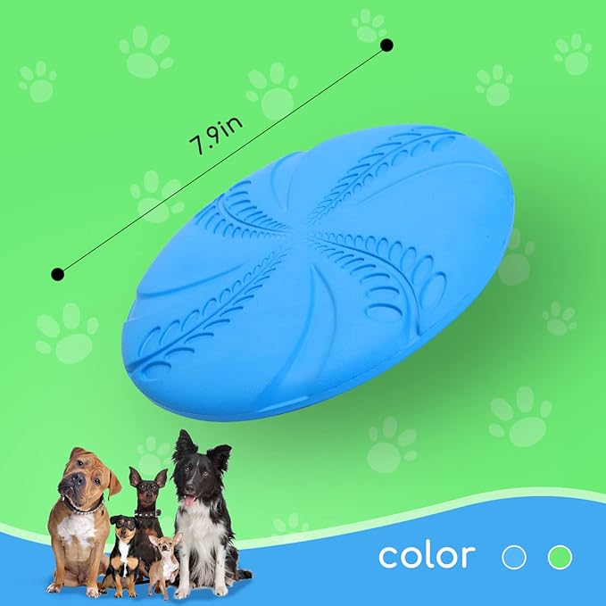 Nobleza Dog Flying Disc 2 Pack，8 in Flexible Floatable Dog Disc Toy for Long-Distance Flies and Floats， Lightweight Soft Flying Discs Toy for Small Medium Large Dogs to Fetch & Catch, Blue & Green