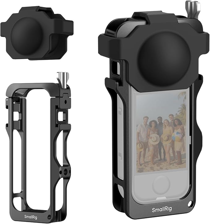 SMALLRIG Cage for Insta360 X4 Air Accessories, Aluminum Alloy Protective Case for Insta360 X4 Air Quick Release, Built-in Cold Shoe Mounts & 1/4" Threads, with Silicone Lens Cover - 5939