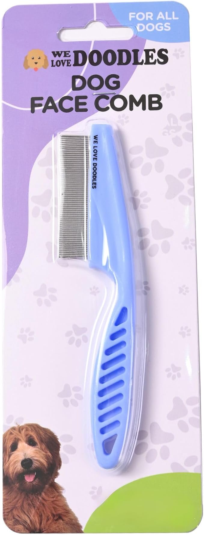 Dog Face Comb, Flea Comb for Dogs, Fine Tooth Tearstain Remover Metal Comb, Removes Crust and Mucus, Face Brush for Poodles & Other Breeds, Grooming Brush for Pets, Large [We Love Doodles]