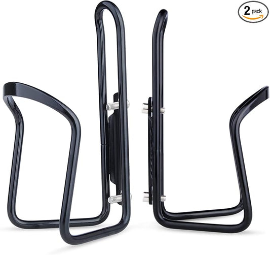 FiveBox Bike Biking Water Bottle Cage, 2Pack Cycling Bicycle Water Bottle Cage Holder Bracket for Mountain Bike MTB Road Bike, Bike Accessories, Made of Lightweight Aluminum Alloy (Black)