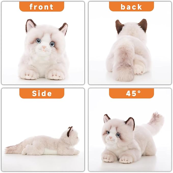 CU-MATE 20 Inch- Gray Ragdoll Cat Plush Stuffed Animal Toys -Realistic Ann Baker Cat Handmade Plush Toy Present Gift