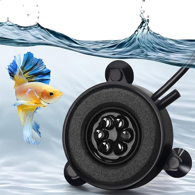 DaToo Aquarium LED Air Bubble Stone Disk 2 Inch with 6 Dazzle Color LEDs Fish Tank Oxygen Bubble LED Light Color Auto Changing with 3.5ft Air Tubing
