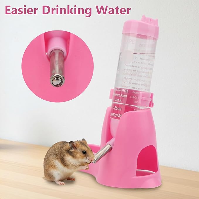 Litewoo 3 in 1 Hamster Water Bottle Small Animal Water Bottle with Food Container Base Hut Hanging Pet Automatic Feeding Drinking Dispenser for Dwarf Hamster Rats Mouse Gerbil Mice