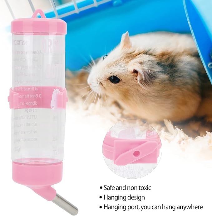 Hamsters Water Bottle, Automatic No Drip Hanging Water Feeder Dispenser for Small Animals Guinea Pig Rat Rabbit Dwarf Gerbil Chinchilla(125ML)