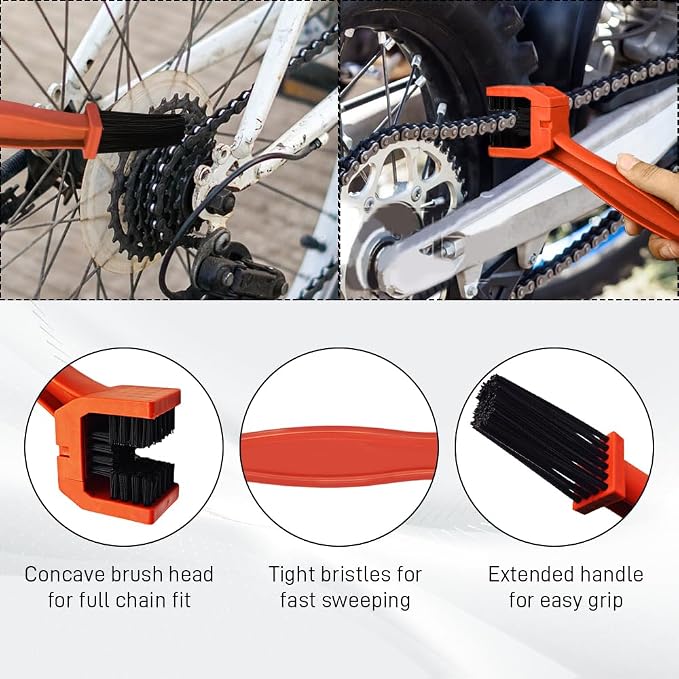 2 PCS Bike or Motorcycle Chain Washer, Motorcycle Chain Cleaning Kit, Motorbike Gear Dirt Stain Cleaning Brush, Bicycle Washer Cleaner Brush Tool for Bicycle Mountain Bike (Orange, 2PCS)