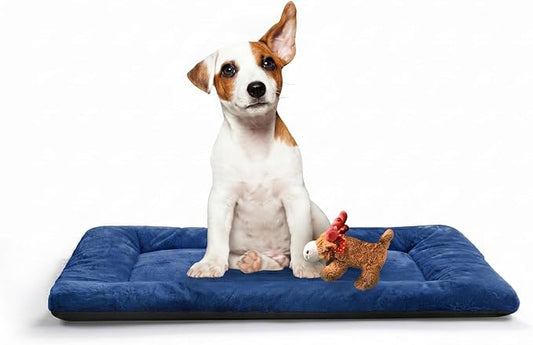 Dog Beds Crate Pad for Medium Dogs Fit Metal,Ultra Soft, Washable & Anti-Slip Kennel Pad for Dogs Cozy Sleeping Mat,Navy Blue 30inch