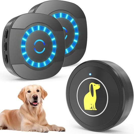 Dog Door Bell, Dog Bell for Training Doggie Door Bell for Dog Puppy Training Sliding Door/Go Outside Doorbell and Waterproof Touch Button