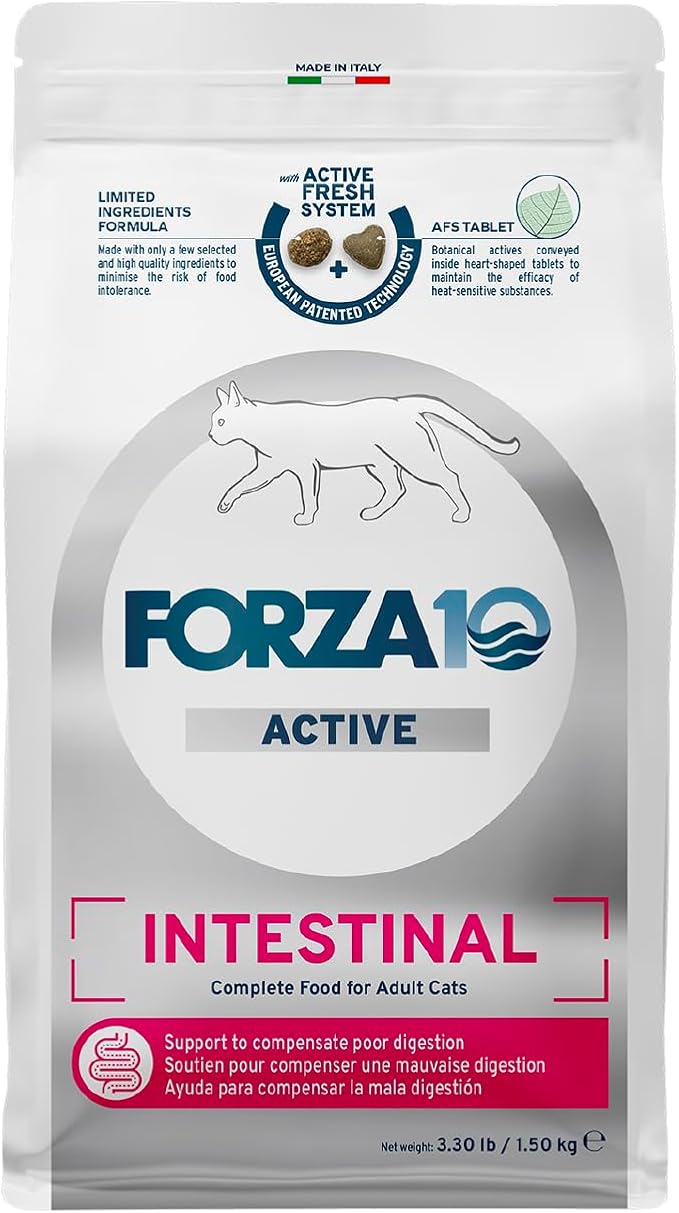 Forza10 - Cat Food, Vet-Apoorved Pet Food for Sensitive Stomachs and Digestive Support, Non-GMO, Fish Flavor, Made in Italy (3.3 lb)