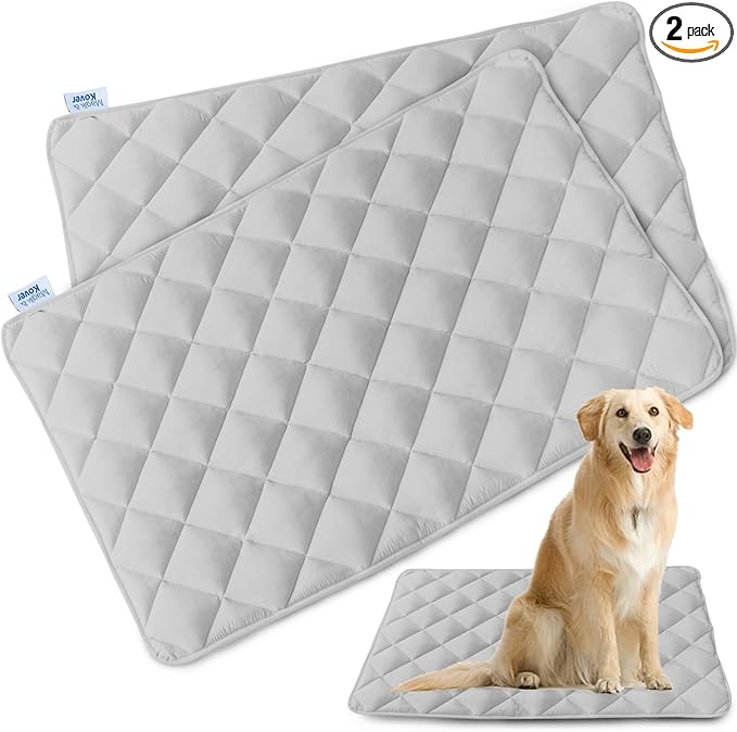 Magik & Kover Dog Crate Pad 2 Pack (42" x 28"), Soft Dog Crate Mat with Anti-Slip Bottom, Machine Washable Kennel Pad, Fits 42 Inch, Grey