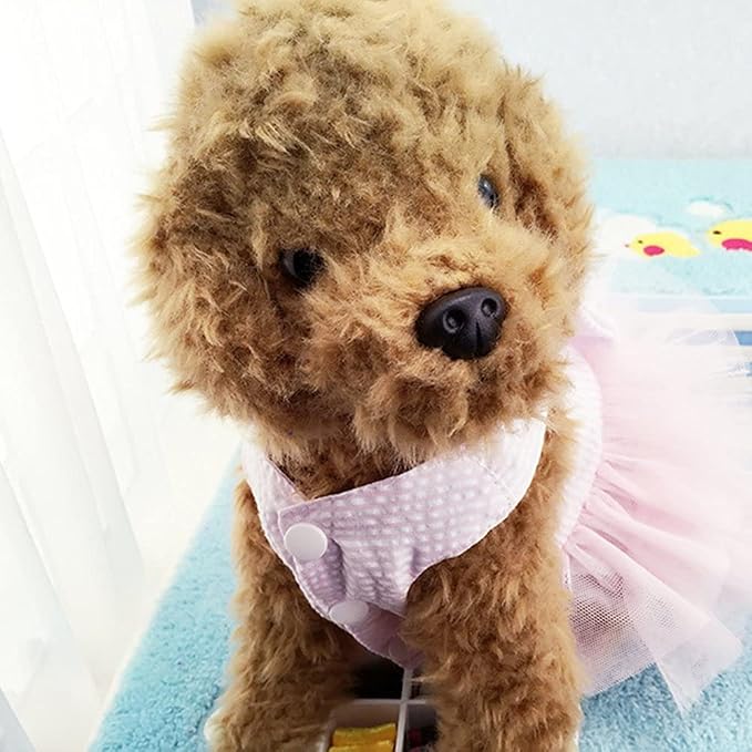 Dog Dresses, Fashion Pet Dog Clothes, Striped Mesh Puppy Dogs Princess Dresses (Pink, Small)