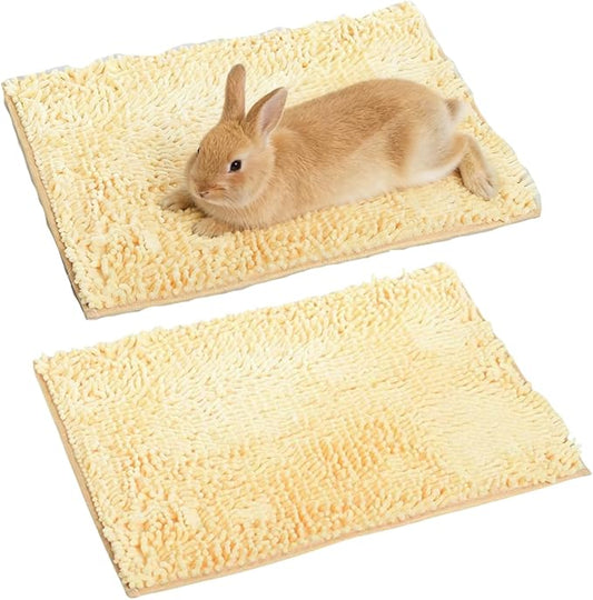 2PCS Guinea Pig Liner Washable Rabbit Cage Liner Guinea Pig Fleece Mats Reusable Bedding Pee Pads for Ferret Bunny Chinchilla Small Animals (Yellow,23.62" LX15.75 W)