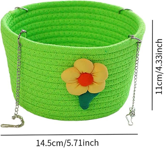 Small Pet Hammock Cage Accessory Multipurpose Rest House with Sturdy Chains Rat Sleeping Nest Hanging Rat Bed Basket for Yard, Green