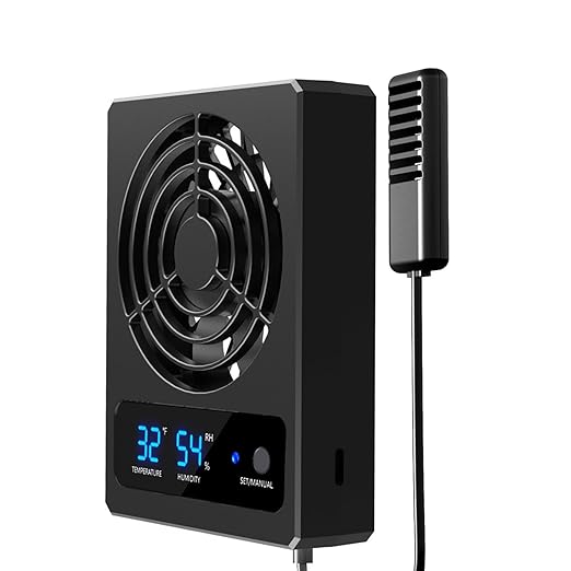 Reptile Ventilation Fan with Humidity Control Accurate Powerful Noiseless Fan Thermometer and Humidity Gauge for Reptile Tank- Fahrenheit