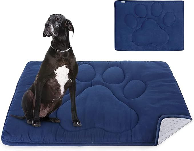 Dog Crate Pad(30"x 48"), Mats for Sleeping, Breathable Crate Bed Pad,Dark Colored to Hide Stains, Navy