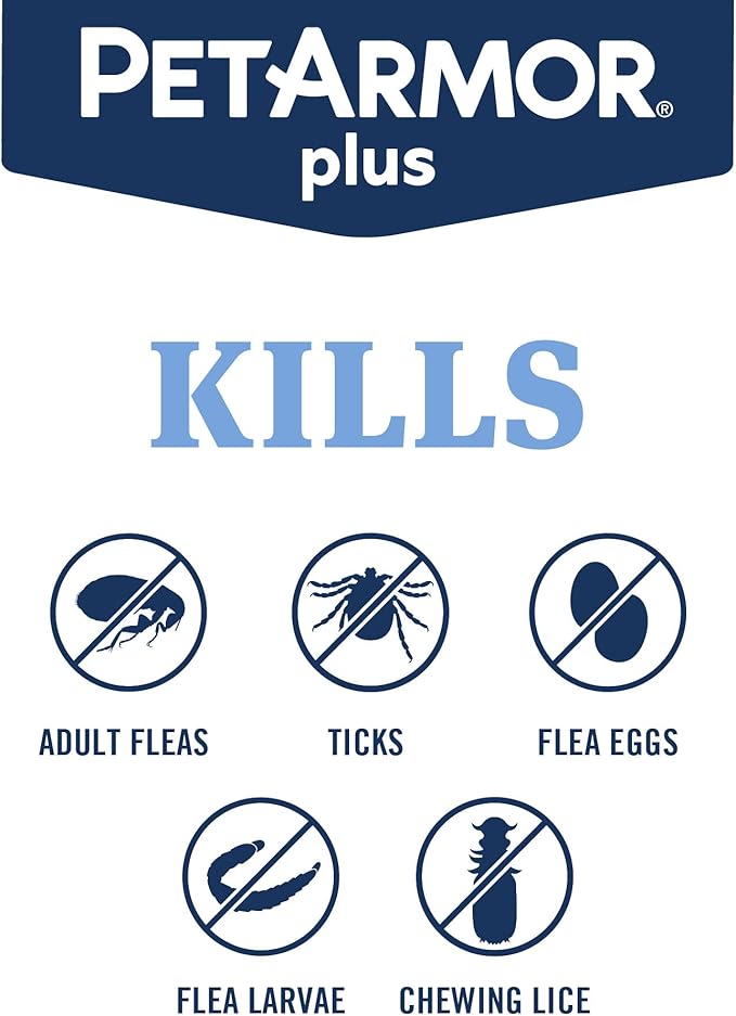 PetArmor Plus Flea and Tick Prevention for Dogs, X-Large Dog Flea and Tick Treatment, 6 Doses, Waterproof Topical, Fast Acting, For X-Large (89-132 lbs)