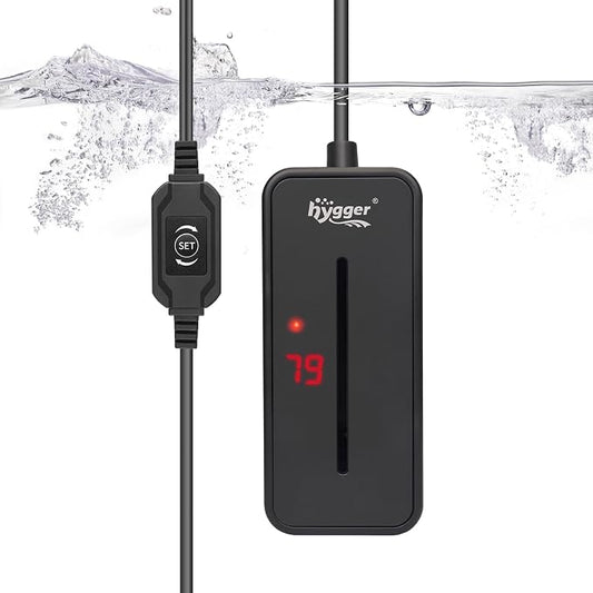hygger Small Submersible Aquarium Heater 50W Mini Betta Fish Tank Heater with LED Display Adjustable Temperature for 5-10 Gallon Freshwater Saltwater Coral Reef Tanks