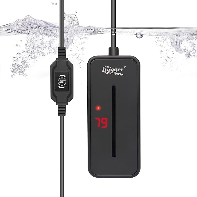 hygger Small Submersible Aquarium Heater 100W Mini Betta Fish Tank Heater with LED Display Adjustable Temperature for 10-20 Gallon Freshwater Saltwater Coral Reef Tanks