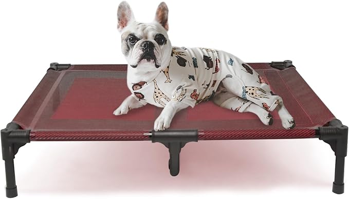 suddus Elevated Dogs Bed Waterproof Outdoor, Portable Raised Dog Cot, Dog Beds Off the Floor, Dog Beds Easy Clean Indoor or Outdoor Use, Large, Red