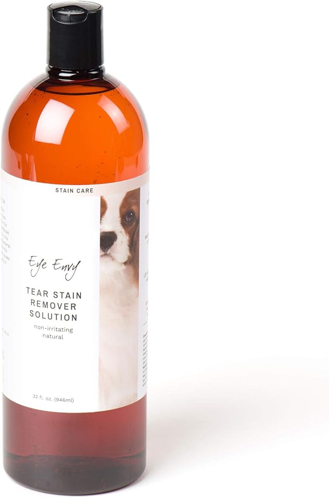 Eye Envy Tear Stain Remover Solution for Dogs. Gentle, Natural, Safe. Cleans Tear Stains. Recommended by AKC Breeders, Handlers, Groomers. 32 oz. Made in USA