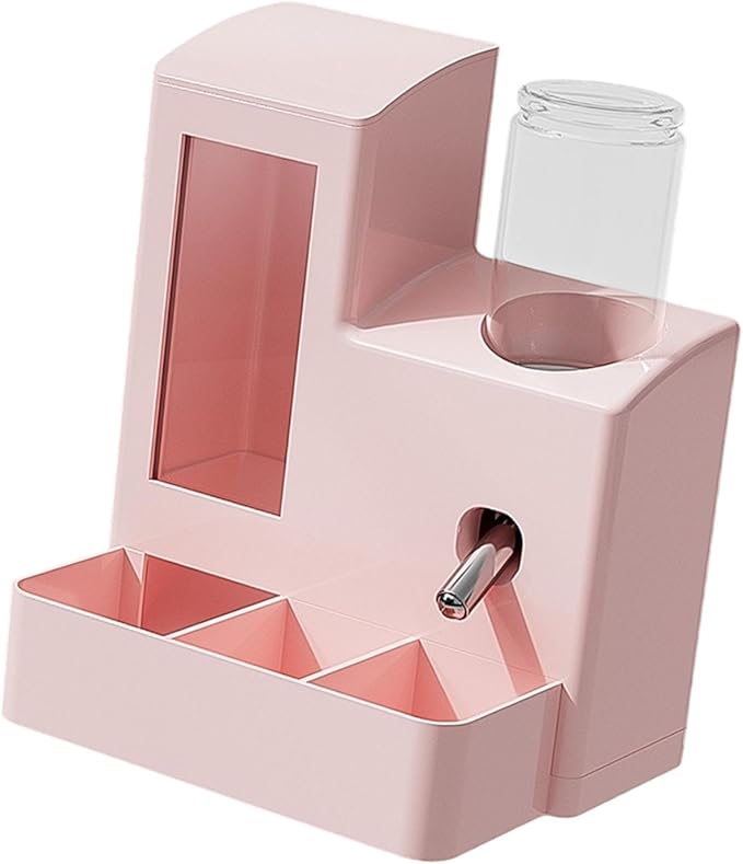 Gralara 3 in 1 Hamster Automatic Feeder Container Accessories Bowl Feeding Station Dispenser for Ferrets Patio Small Animal Terrace, Pink 80ml Bottle