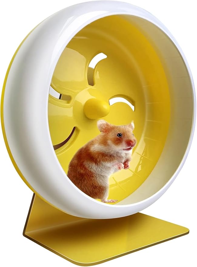Hamster Toys Silent Wheel Quiet Exercise Exercise Toys Spinner for Gerbil Rat Mouse Mice Dwarf Hamster Adjustable Stand Silent Hamster Wheel (Yellow)
