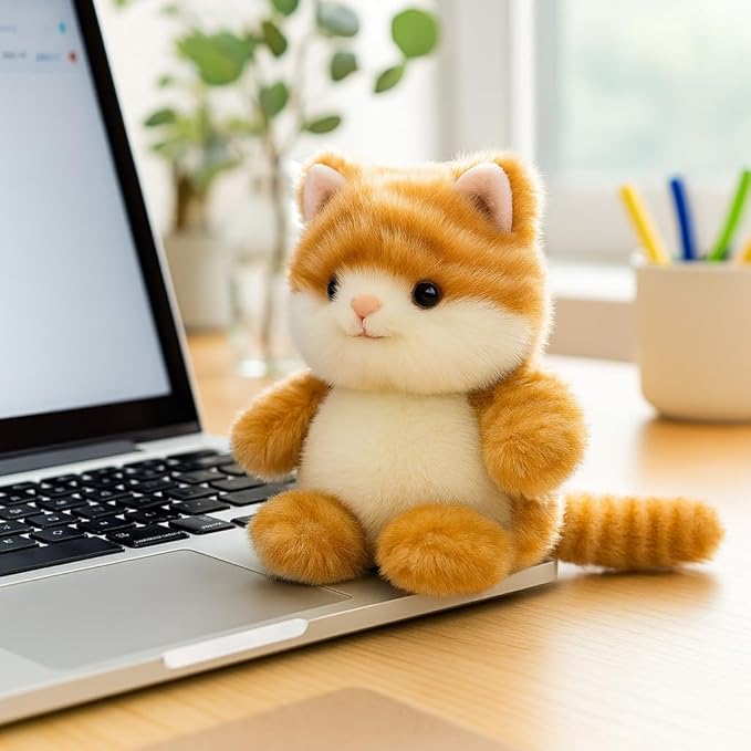 Cat Stuffed Animal Adorable Sitting Kitten Plush Soft Stress Relief Plush Toy Cute Birthday Gifts for Kids Adults,Orange
