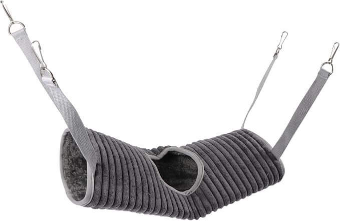 Yardwe Ferret Hideout Hammock Warm Pet Tunnel Cage for Small Animals Cozy Sleeping Spot for Hamsters Guinea Pigs Other Pets Grey