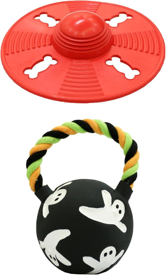 Deeow Alieen Dog Frisbee for Fetch, Teething Clean Outdoor Flying Disc, Interactive Squeaky Dogs Toy for Outdoor Pool, Park, Beach, Bye one get one Gift Black Jack-o-Lantern/Halloween Pumpkin Pet Toy