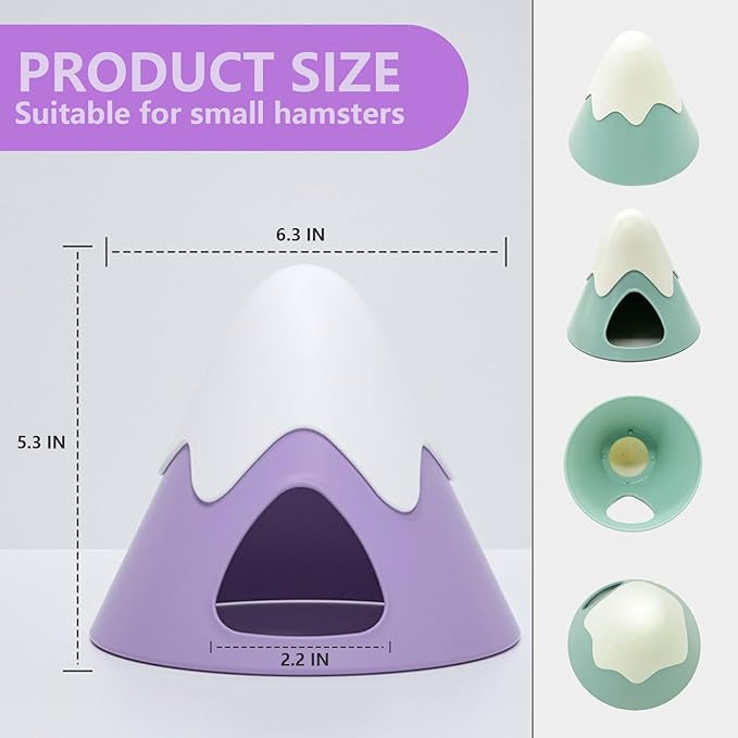Hamster Hideout, Snowy Mountain Shape Hamster Hide House,Cute Small Animal Habitat Hideaway Hut for Syrian Hamsters, Mice, Gerbils, Rats (Purple)