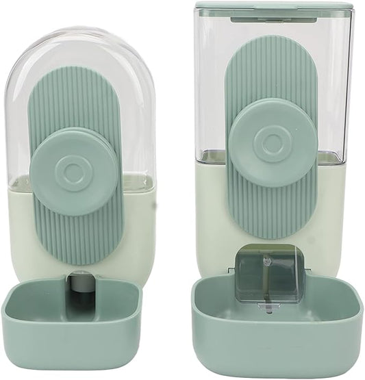 Cage Hanging Automatic Food Water Dispenser, Water Food Bowl for Cage Pet, Dog Cat Feeder and Water Dispenser, Feeding Station for Cats Dogs Ferrets Rabbit Bunny (Mint Green)