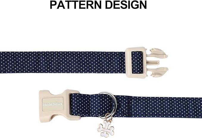 Lionet Paws Boy Dog Collar- Cute Navy Blue Dog Collars with Plastic Buckle, Light Adjustable Dog Collars for Small Medium Dogs