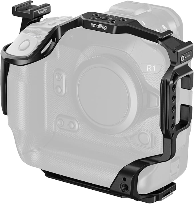SmallRig Cage for Canon R1, Full-Cover R1 Cage with Detachable Cold Shoe Mount, Quick Release Plates for Arca, 1/4"-20 & 3/8"-16 for ARRI locating holes, Support Vertical and Horizontal Shooting- 5413