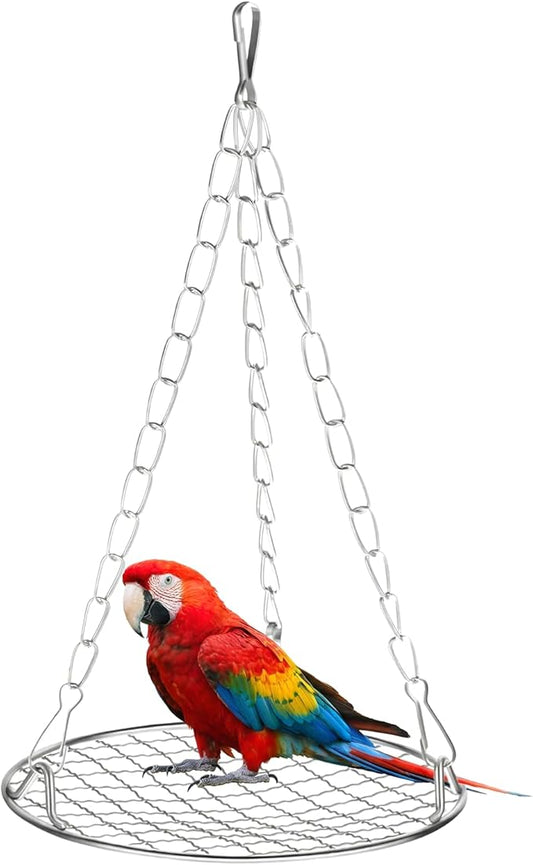 Bird Swing for Cage Stainless Steel Bird Swing Hanging Parakeet Swings Birds Cage Accessories to Balance Training Budgies Parrotlets Rat Sugar Gliders Small Animals