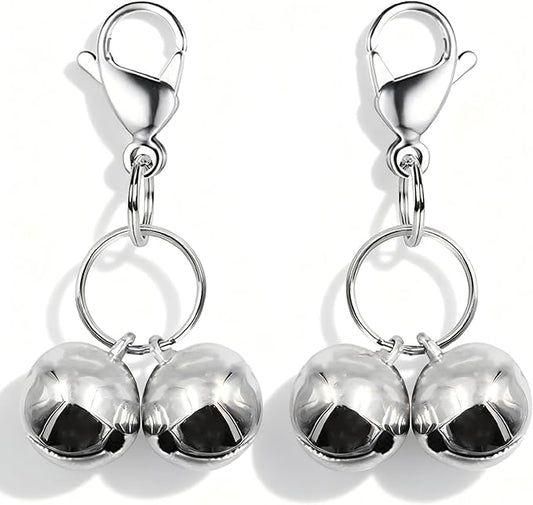 4 Sets Cat Bell for Dog Collar Charm Training Pet Pendant Accessories with 2 Pack Stainless Steel Dog Tag Clips(2 Large Silver)