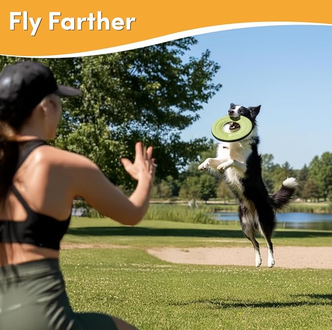 OllyDog Super Flyer, Floating Dog Disc for Water Play – Soft Durable Dog Fetch Toy, Eco-Friendly Recycled Material, Gentle on Teeth, Lightweight Flying Disc for Medium, Large Dogs (Palm, 11")