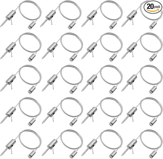 20 Pack 3.3ft Hexagon Garage Lights Suspension Cables Kit for Hexagon LED Lights Adjustable Steel Hanging Chains Per Strip Load 6.6Ib, Light Suspension Kit for LED Panel Aquarium Lights (1m 20pcs)