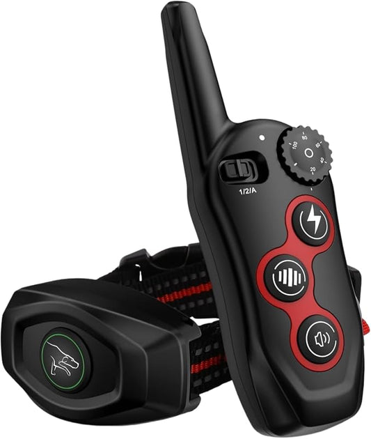 2 in 1 Dog Shock Collar - Bark Collar with Remote, w/3 Remote Training Modes, Beep, Vibration 1300Ft Dog Training Collar for for Small Medium Large Dogs (Red)
