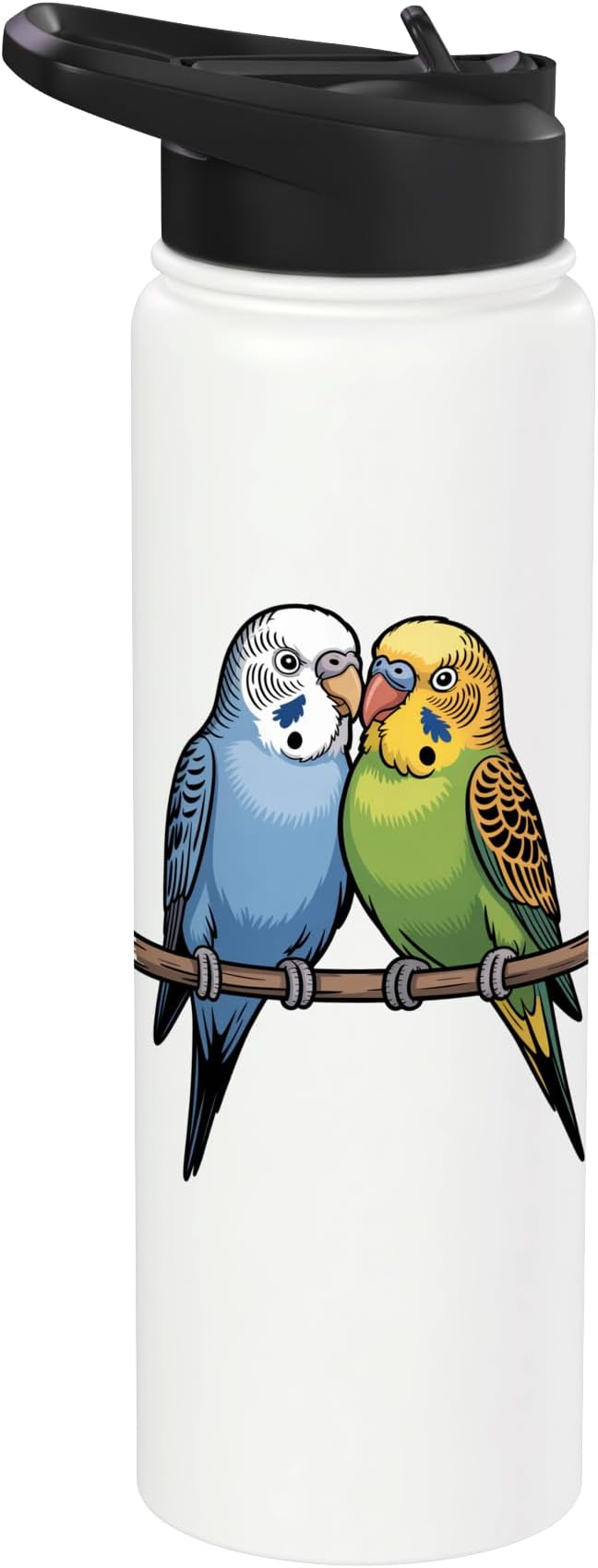 Parakeet Couple Cute Budgie Bird Lovers Art Stainless Steel Insulated Water Bottle