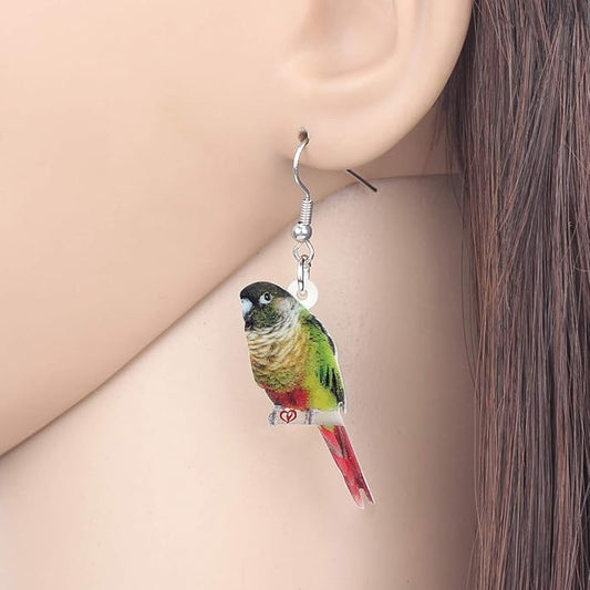 NEWEI Acrylic Cockatiel Gifts Cute Parrot Earrings Dangle for Women Bird Lovers Jewelry Ornament Charms