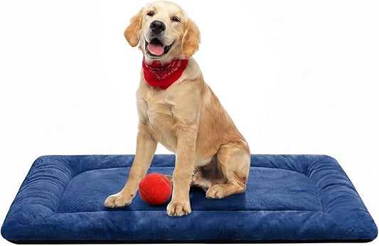 Dog Beds Crate Pad for Medium/Large Dogs Fit Metal,Ultra Soft, Washable & Anti-Slip Kennel Pad for Dogs Cozy Sleeping Mat,Navy Blue 36inch
