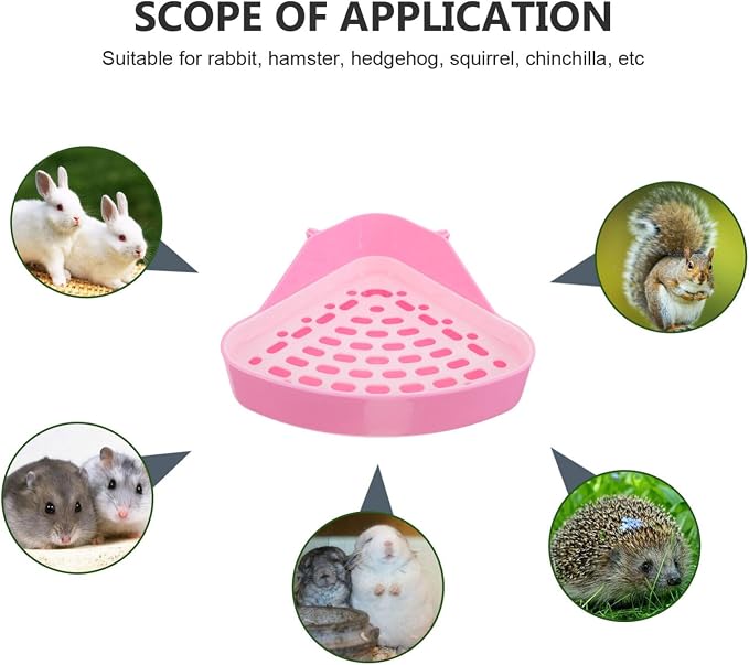 Triangle Pet Toilet for Small Animals - Rabbit Litter Box Corner Potty Trainer for Guinea Pigs Hamsters Chinchillas Ferrets Leak-Resistant .8X7.5X3.9 Inch