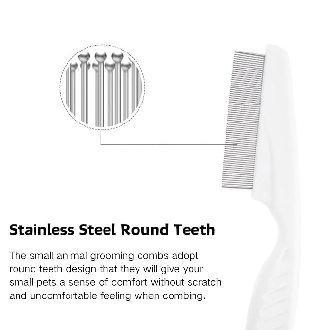 2PC Hamster Grooming Comb - Stainless Stell Face Flea Comb Fine Tooth Tear Stain Remover Removes Crust, Mucus, Stains, Face Brush for Chinchillas, Ferrets, Guinea Pigs, Rabbits (Blue)