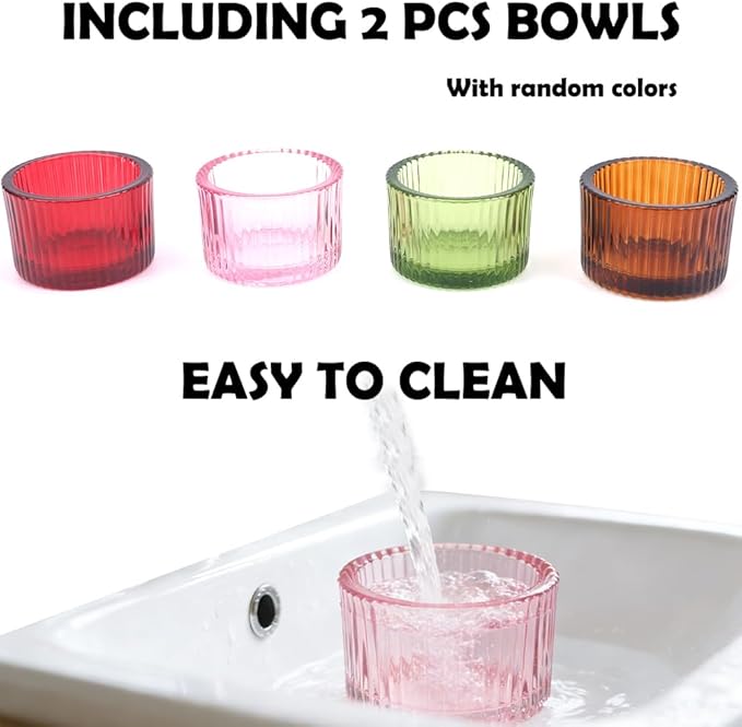 2 Pack Hamster Bowl Glass Food and Water Dish Anti-Turning Colorful Feeder for Dwarf Syrian Hamster Gerbil Mice Rat (Random Color)