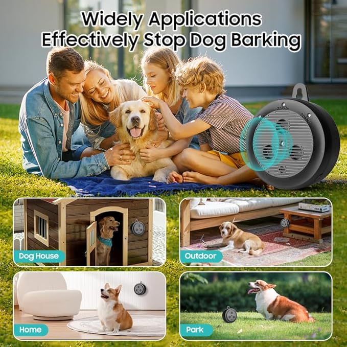 Anti Barking Device, Ultrasonic Dog Barking Silencer with 3 Modes, Dog Bark Deterrent Devices, Rechargeable Dog Barking Control Devices, Pet & Human Friendly (Black)